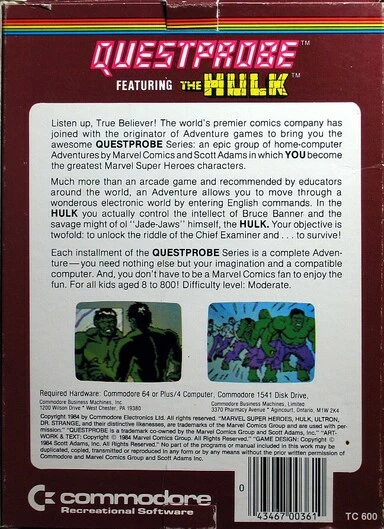 Image n° 2 - screenshots  : Questprobe 1 - The Incredible Hulk